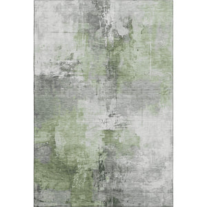 HomeRoots 5' X 8' Washable Abstract Area Rug in Green, Ivory & Gray - UV Protected, Durable & Easy Care! 696664