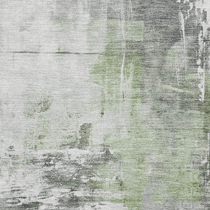 HomeRoots 5' X 8' Washable Abstract Area Rug in Green, Ivory & Gray - UV Protected, Durable & Easy Care! 696664