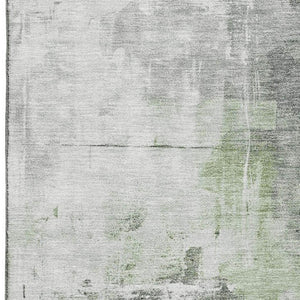 HomeRoots 8' X 10' Washable Area Rug in Green, Ivory & Gray with UV Protection for High-Traffic Spaces 696666