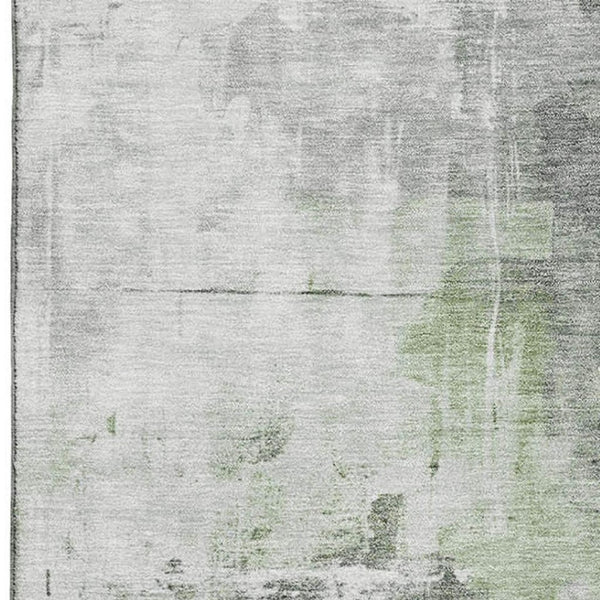 HomeRoots 8' X 10' Washable Area Rug in Green, Ivory & Gray with UV Protection for High-Traffic Spaces 696666