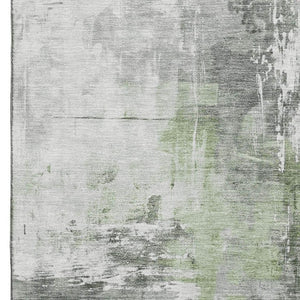 HomeRoots 10' Abstract Green Ivory Gray Washable Area Rug - UV Protected, Non-Slip, Perfect for Busy Homes! 696668