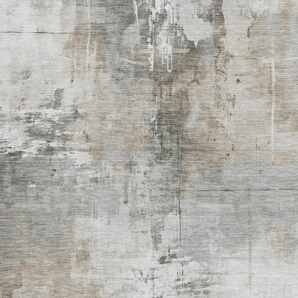 HomeRoots 5' X 8' Washable Ivory Gray Beige Abstract Area Rug - Durable, Stain-Resistant, UV Protected Style! 696670