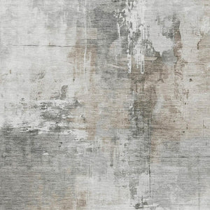 HomeRoots 8' x 10' Ivory Gray Beige Abstract Washable Area Rug with UV Protection for High-Traffic Spaces 696672