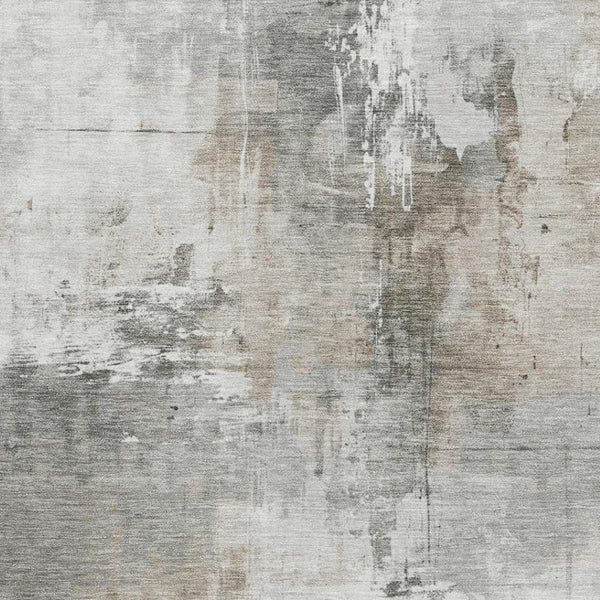 HomeRoots 8' x 10' Ivory Gray Beige Abstract Washable Area Rug with UV Protection for High-Traffic Spaces 696672