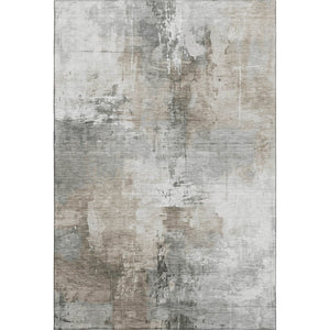 HomeRoots 9' X 12' Washable Ivory Gray Beige Abstract Area Rug with UV Protection & Stain Resistance for Homes 696673