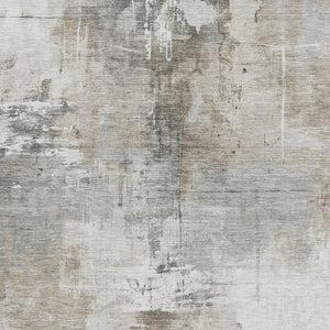 HomeRoots 9' X 12' Washable Ivory Gray Beige Abstract Area Rug with UV Protection & Stain Resistance for Homes 696673