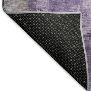 HomeRoots 8' Contemporary Round Rug in Purple, Ivory & Gray – Washable, UV Protected, Stain Resistant Design 696677