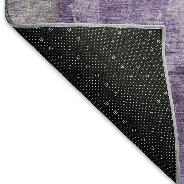 HomeRoots 8' Contemporary Round Rug in Purple, Ivory & Gray – Washable, UV Protected, Stain Resistant Design 696677