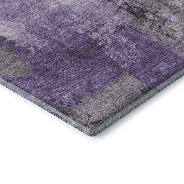 HomeRoots 8' Contemporary Round Rug in Purple, Ivory & Gray – Washable, UV Protected, Stain Resistant Design 696677