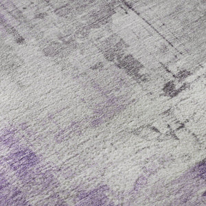 HomeRoots 8' Contemporary Round Rug in Purple, Ivory & Gray – Washable, UV Protected, Stain Resistant Design 696677