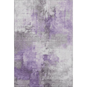 HomeRoots 10' X 14' Abstract Purple, Ivory & Gray Area Rug - Washable, UV Protected, Durable for Busy Homes 696680