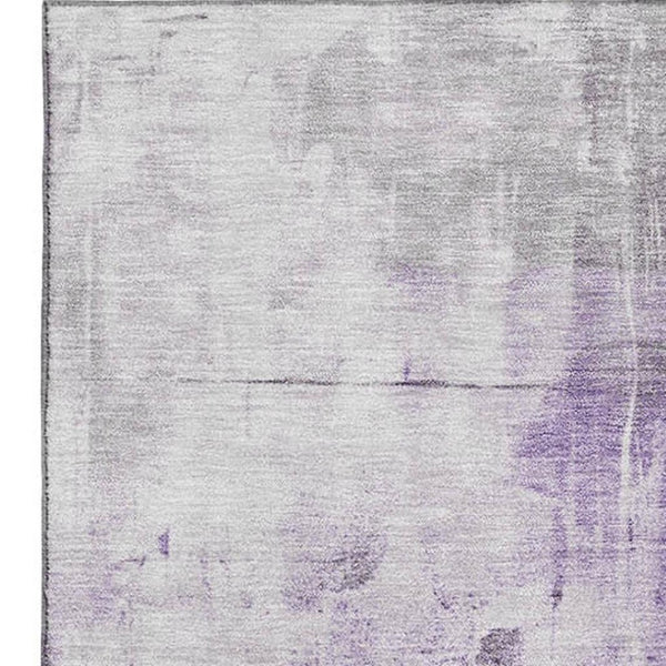 HomeRoots 10' X 14' Abstract Purple, Ivory & Gray Area Rug - Washable, UV Protected, Durable for Busy Homes 696680