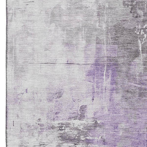 HomeRoots 10' X 14' Abstract Purple, Ivory & Gray Area Rug - Washable, UV Protected, Durable for Busy Homes 696680