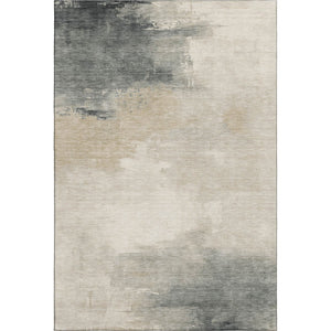 HomeRoots 5' X 8' Abstract Washable Area Rug in Beige, Ivory & Gray - Durable, UV-Protected & Stylish Design! 696682