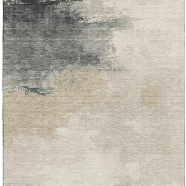 HomeRoots 5' X 8' Abstract Washable Area Rug in Beige, Ivory & Gray - Durable, UV-Protected & Stylish Design! 696682