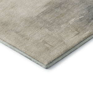 HomeRoots 8' Beige Ivory Gray Abstract Round Rug - Washable, UV-Protected, Soft & Durable for Busy Homes 696683