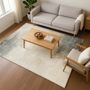 HomeRoots 9' x 12' Abstract Washable Area Rug in Beige, Ivory & Gray - UV Protected, Stain Resistant & Durable! 696685