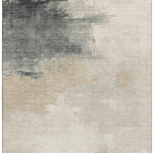 HomeRoots 9' x 12' Abstract Washable Area Rug in Beige, Ivory & Gray - UV Protected, Stain Resistant & Durable! 696685