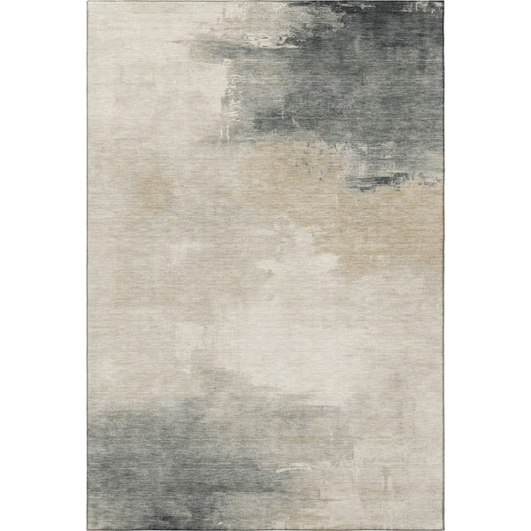 HomeRoots 9' x 12' Abstract Washable Area Rug in Beige, Ivory & Gray - UV Protected, Stain Resistant & Durable! 696685