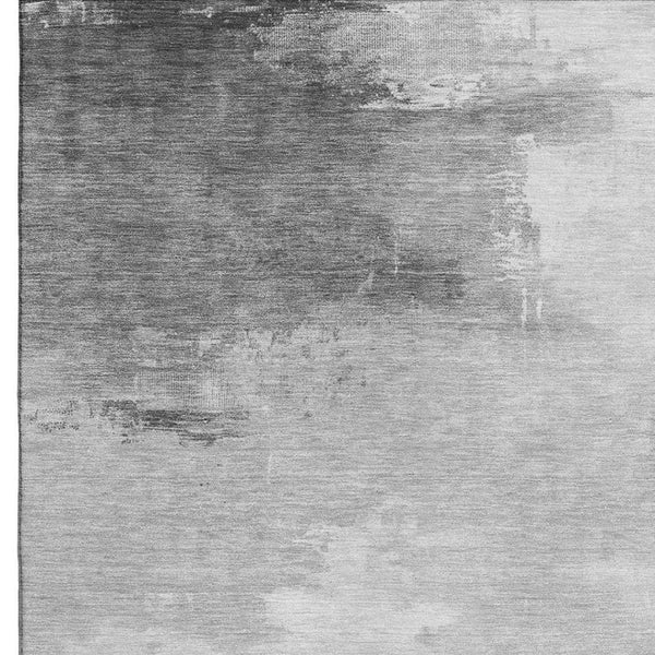 HomeRoots 5' X 8' Gray and Silver Abstract Area Rug – Washable, UV-Protected, Durable & Stylish for Any Room 696688