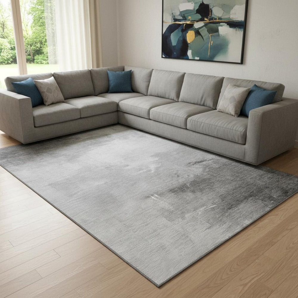 HomeRoots 8' X 10' Gray And Silver Abstract Washable Area Rug - Durable, Stain Resistant, UV Protected Style! 696690