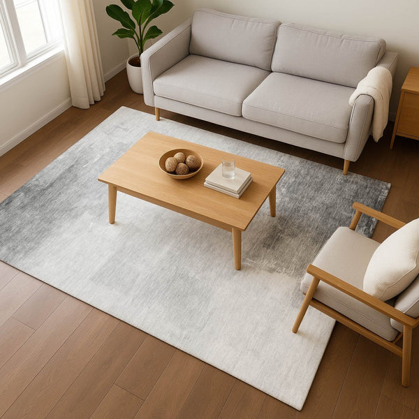 HomeRoots 9' X 12' Stylish Gray & Silver Abstract Area Rug - Washable, UV Protected, Non-Slip, Pet Friendly! 696691