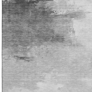 HomeRoots 9' X 12' Stylish Gray & Silver Abstract Area Rug - Washable, UV Protected, Non-Slip, Pet Friendly! 696691