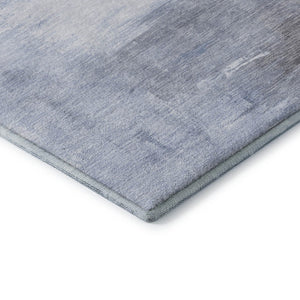 HomeRoots 5' X 8' Sky Blue Gray Silver Abstract Area Rug - Washable, UV-Protected, Stylish & Durable Design 696694