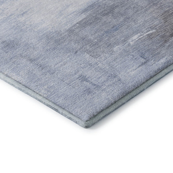 HomeRoots 5' X 8' Sky Blue Gray Silver Abstract Area Rug - Washable, UV-Protected, Stylish & Durable Design 696694