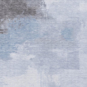 HomeRoots 8' X 10' Sky Blue Gray Silver Abstract Rug - Washable, Durable, UV Protected for Modern Spaces 696696