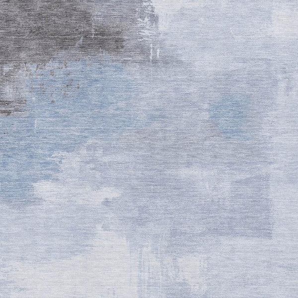 HomeRoots 8' X 10' Sky Blue Gray Silver Abstract Rug - Washable, Durable, UV Protected for Modern Spaces 696696