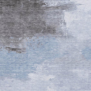HomeRoots 10' Sky Blue Gray Silver Abstract Area Rug - Washable, UV-Protected, Stain-Resistant for Busy Homes 696698