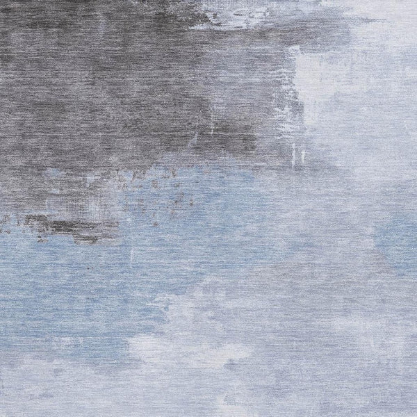 HomeRoots 10' Sky Blue Gray Silver Abstract Area Rug - Washable, UV-Protected, Stain-Resistant for Busy Homes 696698
