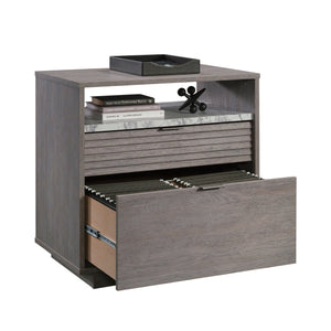 English Elm Lateral File - Stylish Medium Grey Lateral File With Faux Marble Accent For Home Office Organization B356P354473