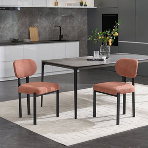 English Elm Modern Boucle Tufted Dining Chairs Set of 2 Mid-century Matte Leg Kitchen Seating Black,Orange W3244P296984