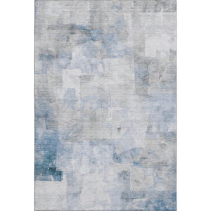 HomeRoots 5' X 8' Washable Denim Blue Gray Silver Area Rug - Durable, UV Protected, Stylish for High-Traffic Areas 696700