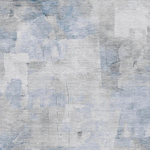 HomeRoots 8' X 10' Modern Abstract Washable Area Rug in Denim Blue, Gray, and Silver – UV Protected & Durable 696702