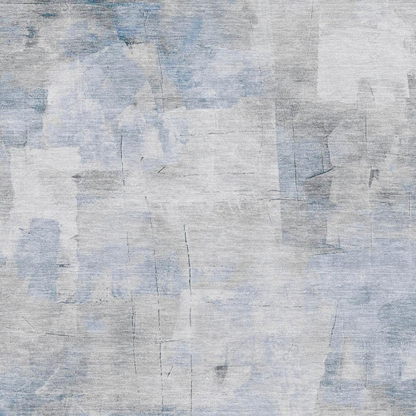 HomeRoots 8' X 10' Modern Abstract Washable Area Rug in Denim Blue, Gray, and Silver – UV Protected & Durable 696702