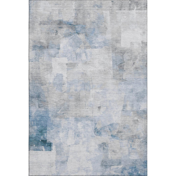 HomeRoots 10' X 14' Denim Blue Gray Silver Abstract Area Rug - Washable, UV Protected, and Perfect for Active Homes! 696704