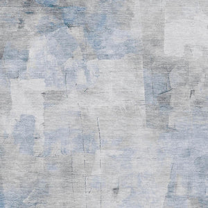HomeRoots 10' X 14' Denim Blue Gray Silver Abstract Area Rug - Washable, UV Protected, and Perfect for Active Homes! 696704