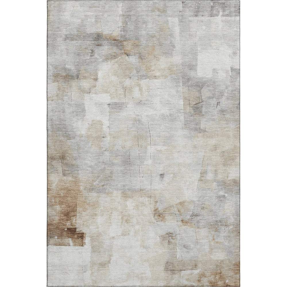 HomeRoots 5' X 8' Abstract Gray and Ivory Washable Area Rug – UV Protected, Stain-Resistant, Modern Design 696706