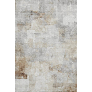 HomeRoots 5' X 8' Abstract Gray and Ivory Washable Area Rug – UV Protected, Stain-Resistant, Modern Design 696706