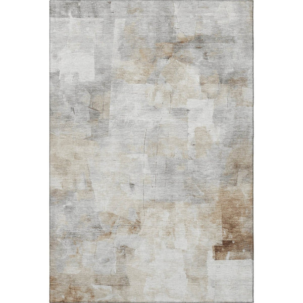 HomeRoots 5' X 8' Abstract Gray and Ivory Washable Area Rug – UV Protected, Stain-Resistant, Modern Design 696706