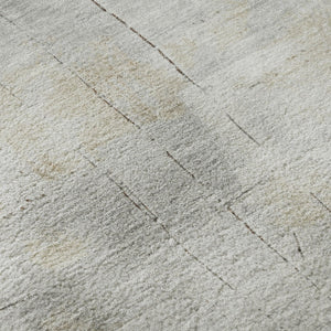 HomeRoots 8' Linen Gray and Ivory Abstract Round Area Rug – Washable, UV Protected, Durable for Busy Spaces 696707