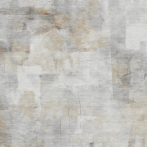 HomeRoots 10' X 14' Elegant Linen Gray & Ivory Abstract Washable Area Rug with UV Protection & Durability 696710