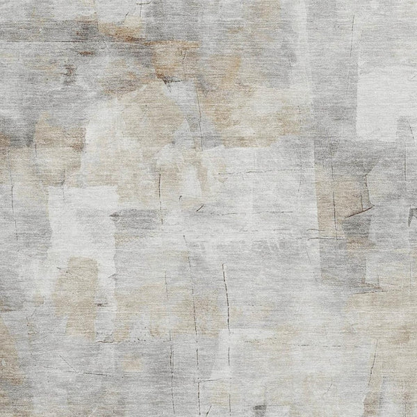 HomeRoots 10' X 14' Elegant Linen Gray & Ivory Abstract Washable Area Rug with UV Protection & Durability 696710