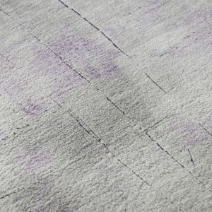 HomeRoots 8' Modern Abstract Lavender, Silver & Gray Round Rug - Washable, UV Protected, Durable Design for All Spaces 696713