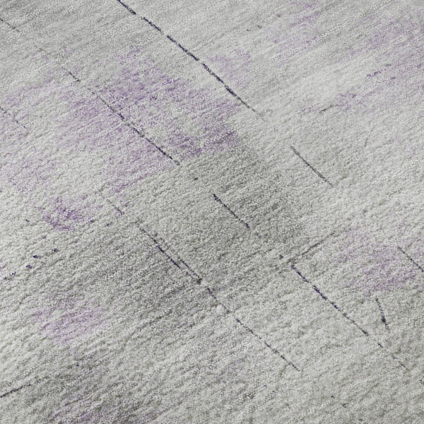 HomeRoots 8' Modern Abstract Lavender, Silver & Gray Round Rug - Washable, UV Protected, Durable Design for All Spaces 696713