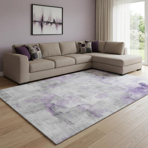 HomeRoots 8' X 10' Abstract Lavender Silver Gray Washable Area Rug with UV Protection for Modern Spaces 696714