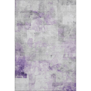 HomeRoots 10' X 14' Abstract Lavender Silver Gray Area Rug - Washable, UV Protected, Durable, Stylish Design 696716